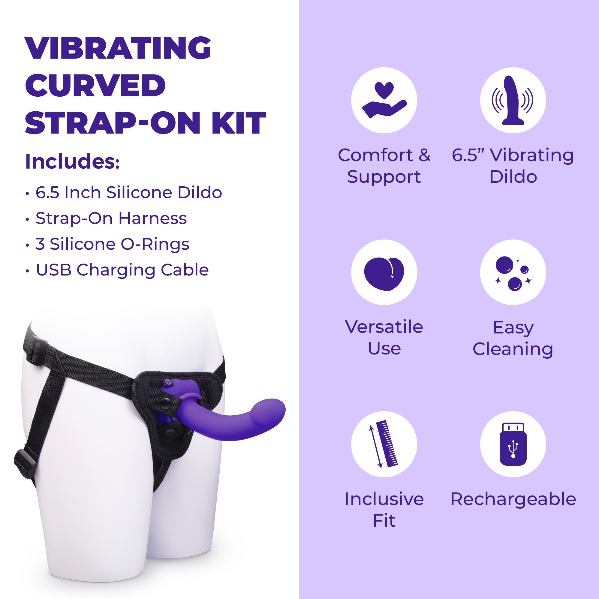 B-Vibe Vibrating Curved Strap-On Kit - Image 7
